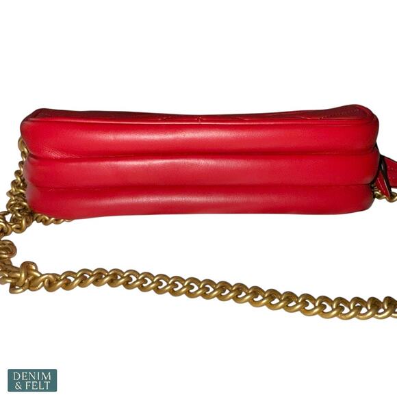 Gucci GG Marmont Mini Red Leather Triple Zip Crossbody Chain Bag/Purse Authentic - Picture 7 of 16